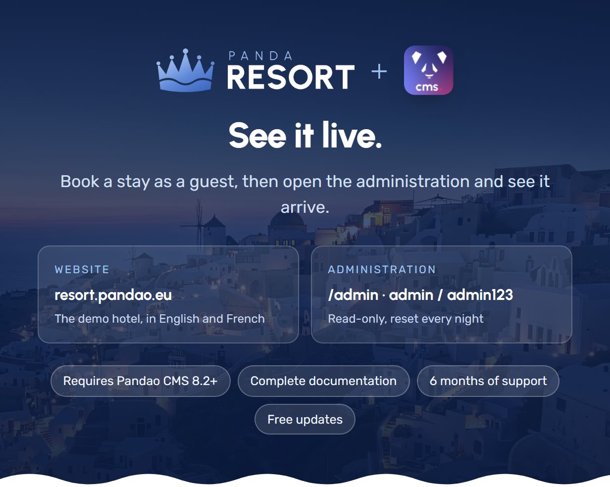 Try the live demo of the Panda Resort add-on